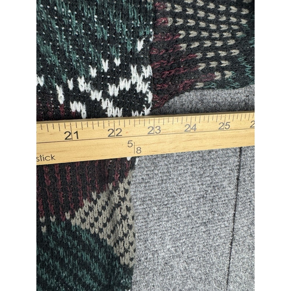Vintage 90s Impact Leather Patch Geometric Multi-Color Sweater Grandpa Men's L - Picture 6 of 6